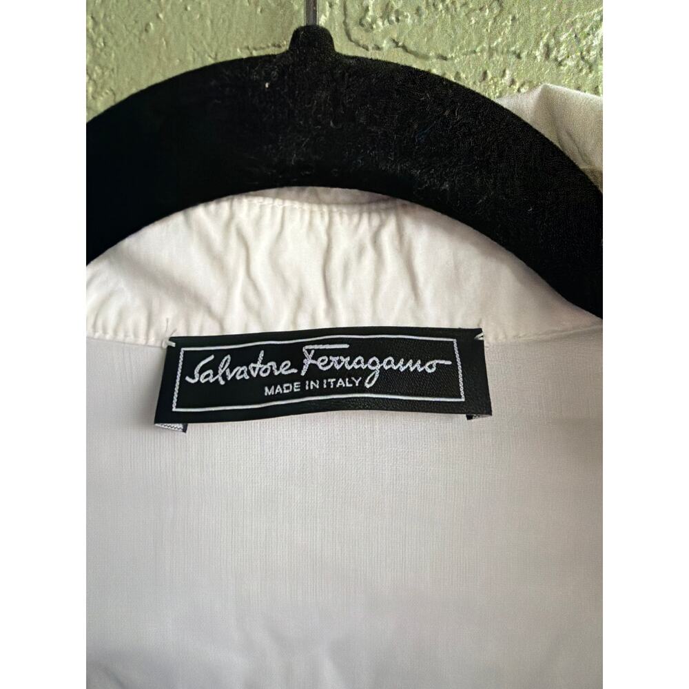 Salvatore Ferragamo Lace White Cotton Shift Dress Ruffle Popover Women's Small - Picture 5 of 6